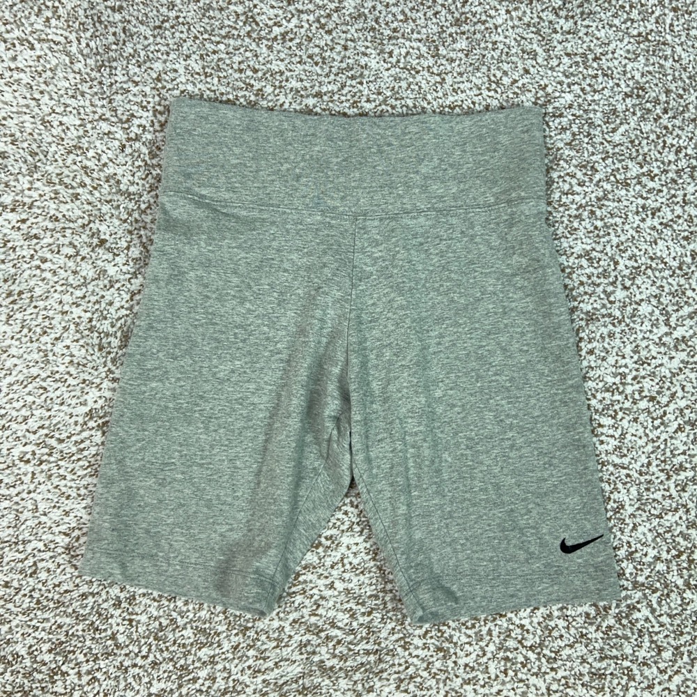 Nike Shorts Womens Medium Bike Gray High Waist Swoosh Running Gym Activewear